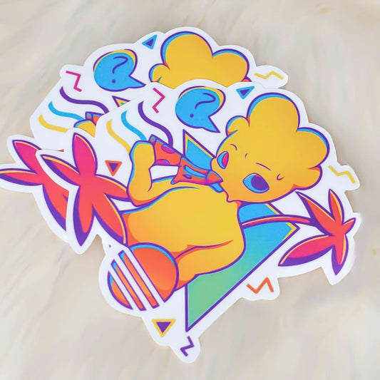 Vaporwave Aesthetic Pizza Loving Guy Sticker