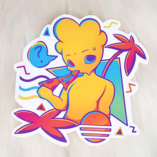 Vaporwave Aesthetic Pizza Loving Guy Sticker