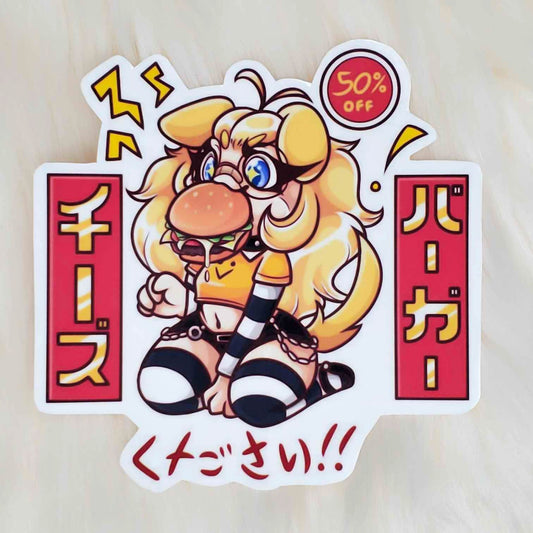 Roblox Noob Puppy Girl Cheeseburger Meme Sticker
