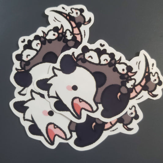 Mama Opossum With Babies Sticker