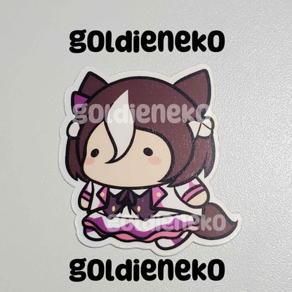 UmaMusume Haru Urara, Rice Shower, Special Week and Goldship Chibi Bean Stickers (2")