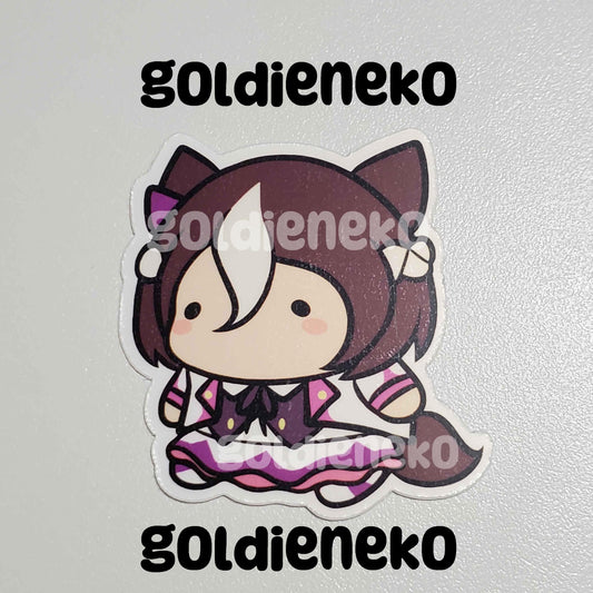 UmaMusume Haru Urara, Rice Shower, Special Week and Goldship Chibi Bean Stickers (2")