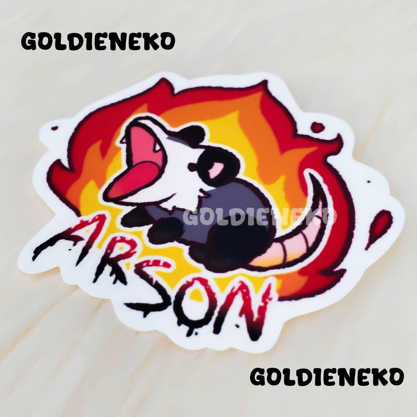 Chaotic Screaming Opossum Arson Sticker