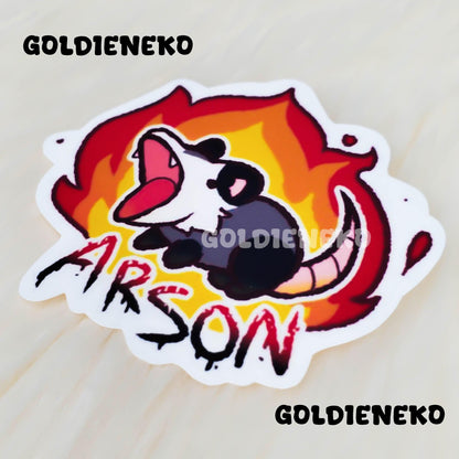 Chaotic Screaming Opossum Arson Sticker