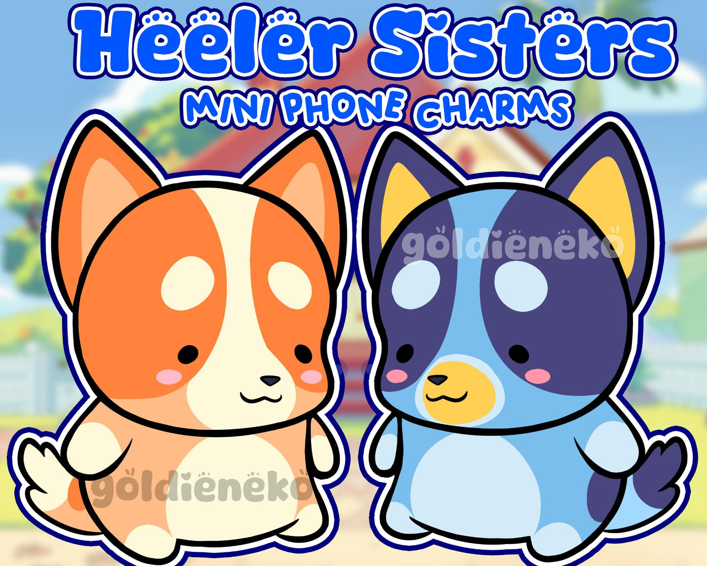 Bluey and Bingo Mini Phone Charm Keychains